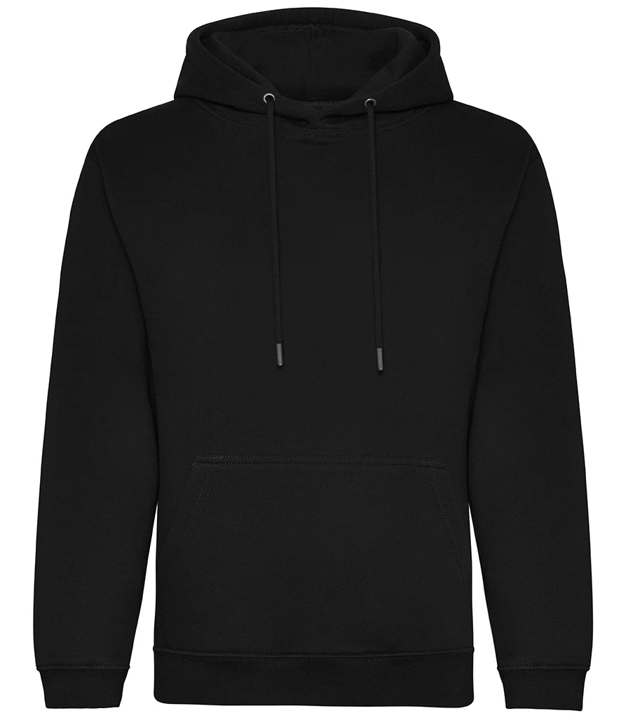 AWDis Just Hoods Organic Hoodie in Deep Black, front view