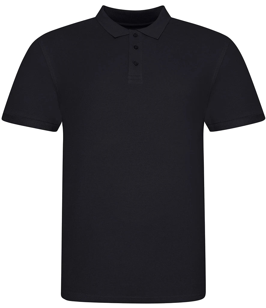 AWDis Just Polos 100% Cotton Pique Polo Shirt in Deep Black, front view