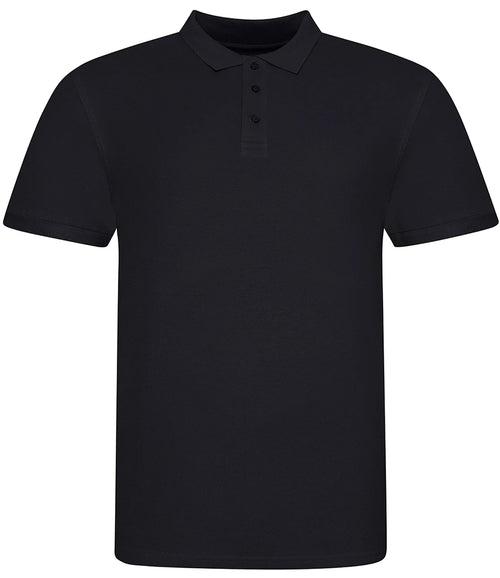 AWDis Just Polos 100% Cotton Pique Polo Shirt in Deep Black, front view