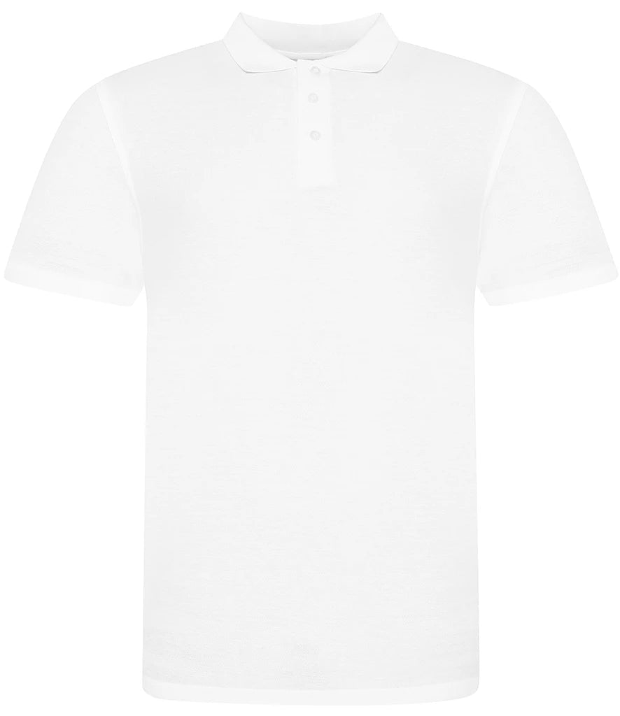 AWDis Just Polos 100% Cotton Pique Polo Shirt in White, front view