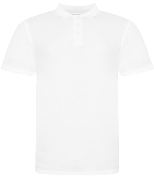 AWDis Just Polos 100% Cotton Pique Polo Shirt in White, front view