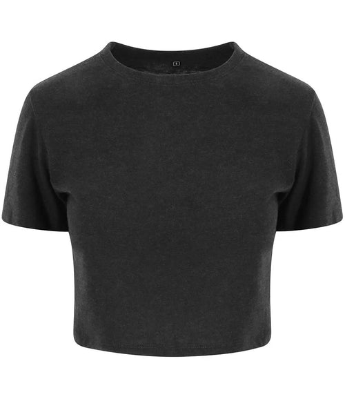 AWDis Ladies Tri-Blend Cropped T-Shirt — Heather Black
