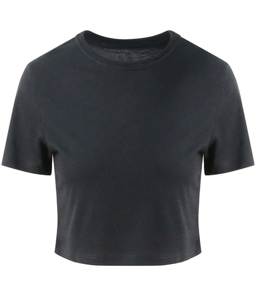 AWDis Ladies Tri-Blend Cropped T-Shirt — Solid Black