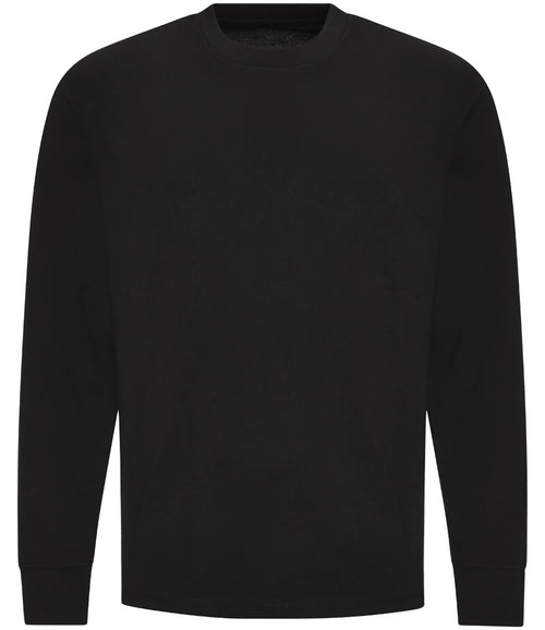 AWDis Unisex Oversize 100 Long Sleeve T-Shirt — Deep Black