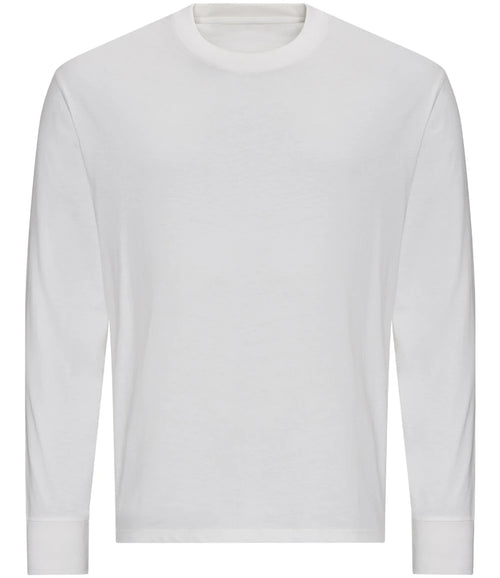 AWDis Unisex Oversize 100 Long Sleeve T-Shirt — White