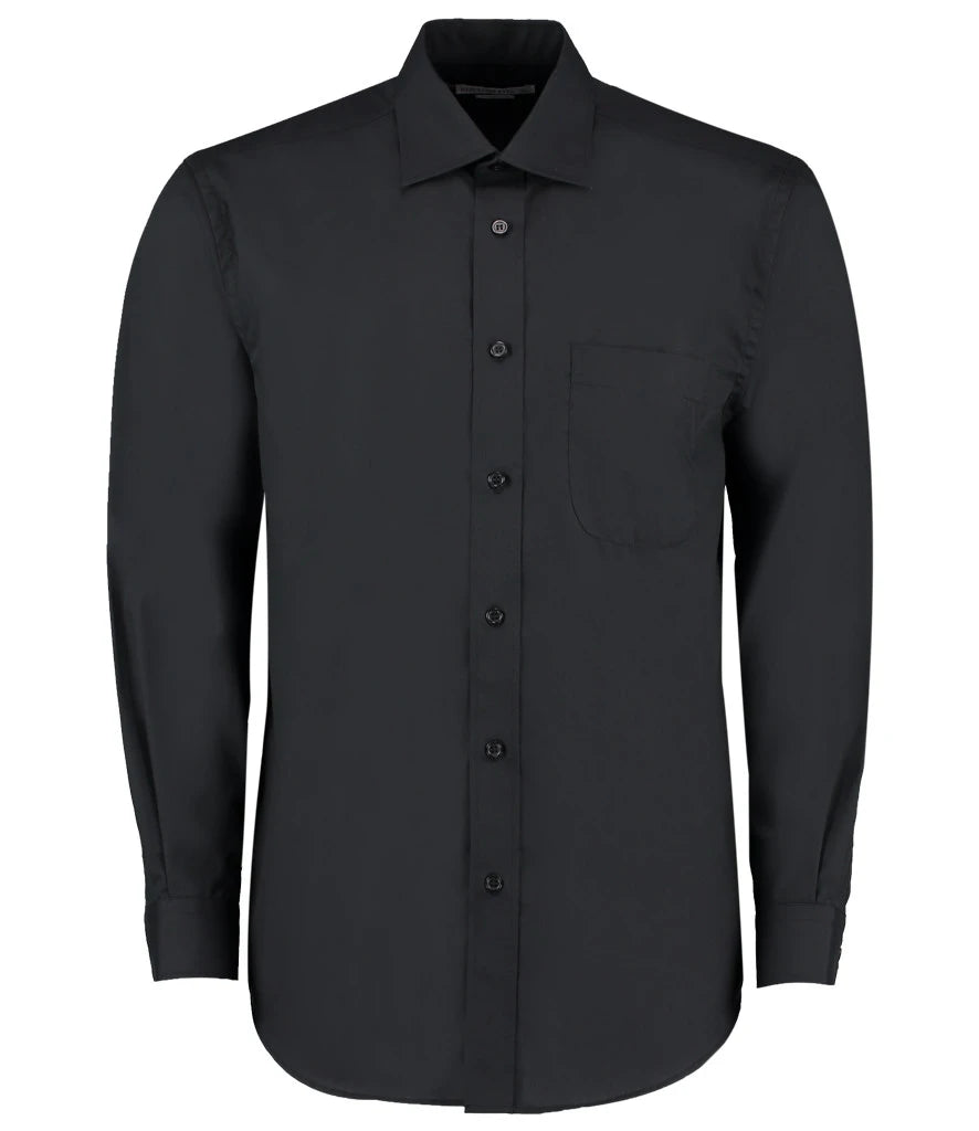 Kustom Kit Long Sleeve Classic Fit Business Shirt — Black
