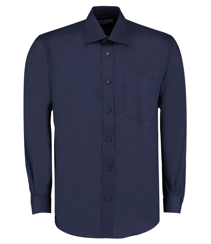 Kustom Kit Long Sleeve Classic Fit Business Shirt — Dark Navy