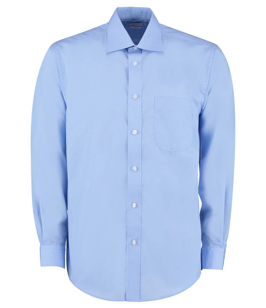 Kustom Kit Long Sleeve Classic Fit Business Shirt — Light Blue