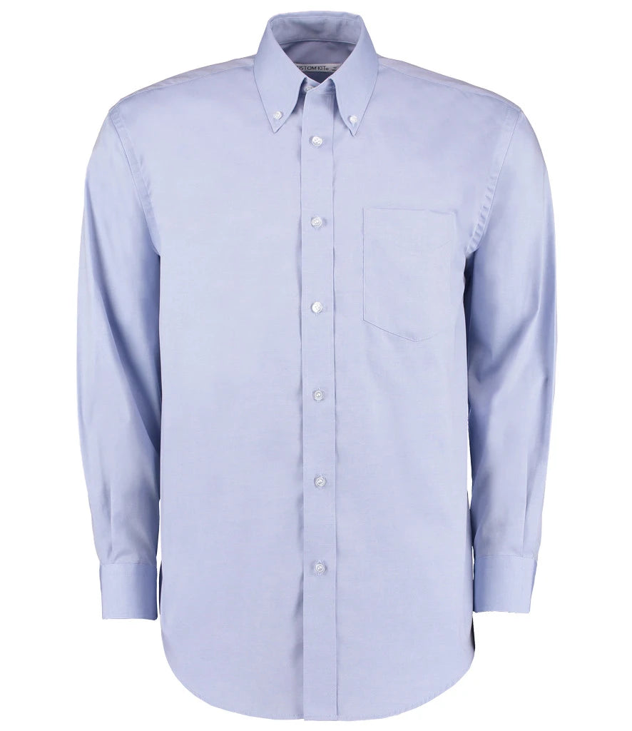 Kustom Kit Premium Long Sleeve Classic Fit Oxford Shirt — Light Blue