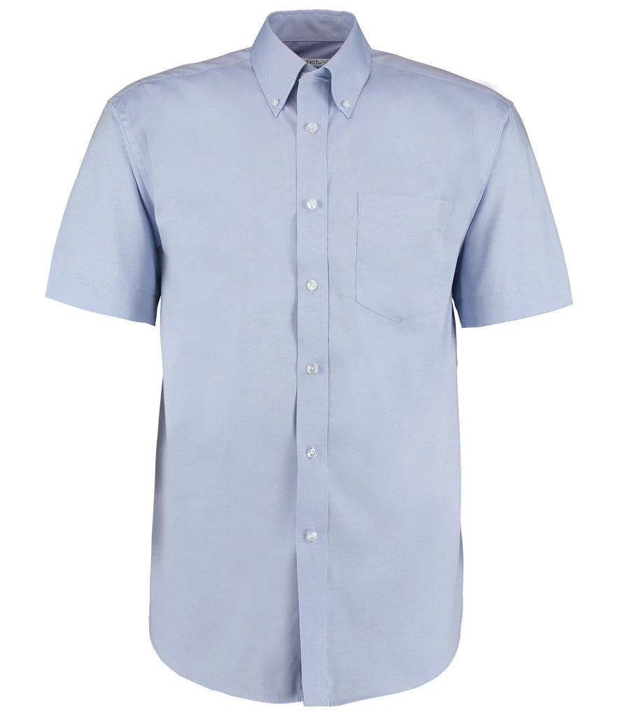 Kustom Kit Premium Short Sleeve Classic Fit Oxford Shirt — Light Blue