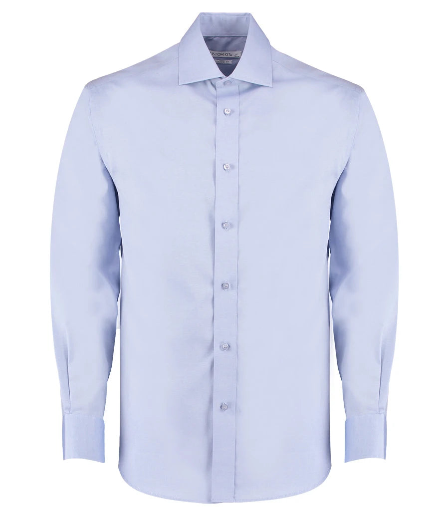 Kustom Kit Premium Long Sleeve Classic Fit Oxford Shirt — Light Blue