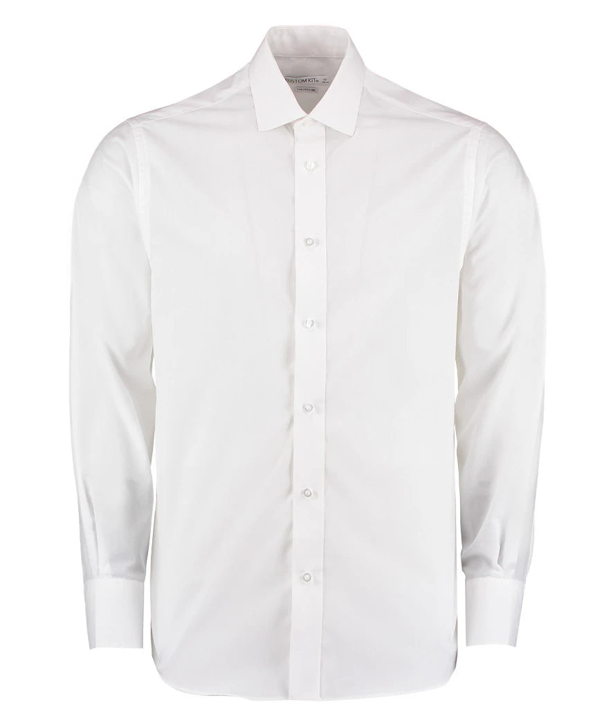 Kustom Kit Long Sleeve Tailored Business Shirt — White