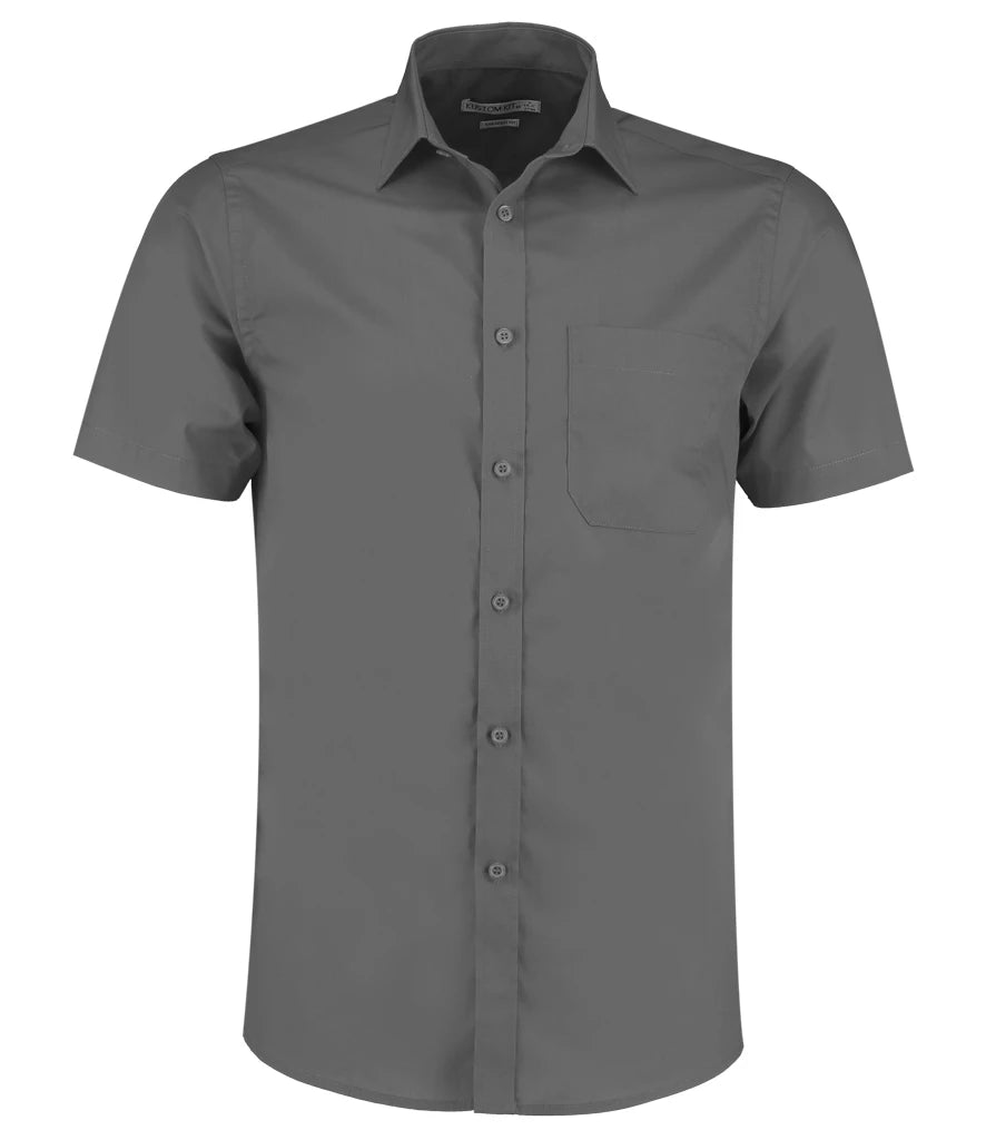 Kustom Kit Short Sleeve Tailored Poplin Shirt — Graphite Grey