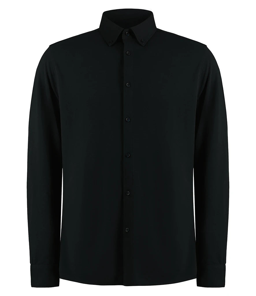 Kustom Kit Long Sleeve Superwash® 60°C Piqué Shirt — Black