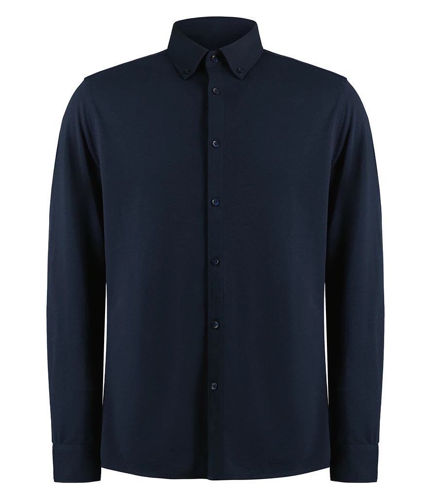 Kustom Kit Long Sleeve Superwash® 60°C Piqué Shirt — Navy