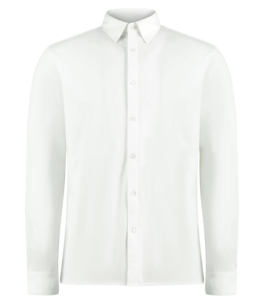 Kustom Kit Long Sleeve Superwash® 60°C Piqué Shirt — White