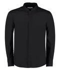 Kustom Kit Long Sleeve Tailored Mandarin Collar Shirt — Black