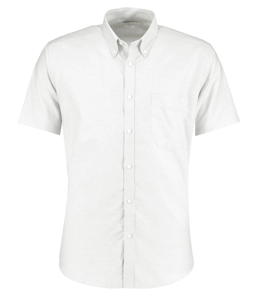 Kustom Kit Short Sleeve Slim Fit Oxford Shirt — White