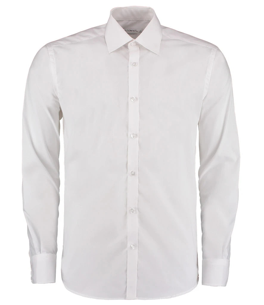 Kustom Kit Long Sleeve Slim Fit Business Shirt — White