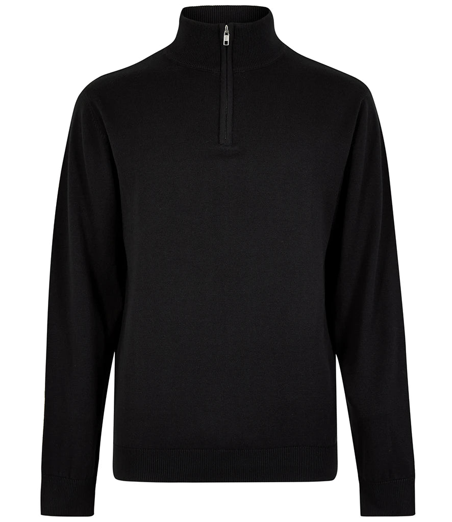 Kustom Kit Regular Fit Arundel 1/4 Zip Sweater — Black