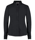 Kustom Kit Ladies Long Sleeve Tailored Mandarin Collar Shirt — Black