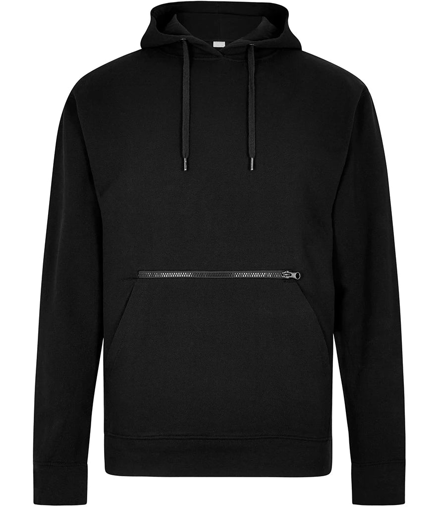 Kustom Kit Regular Fit Piqué Zipped Pocket Hoodie — Black