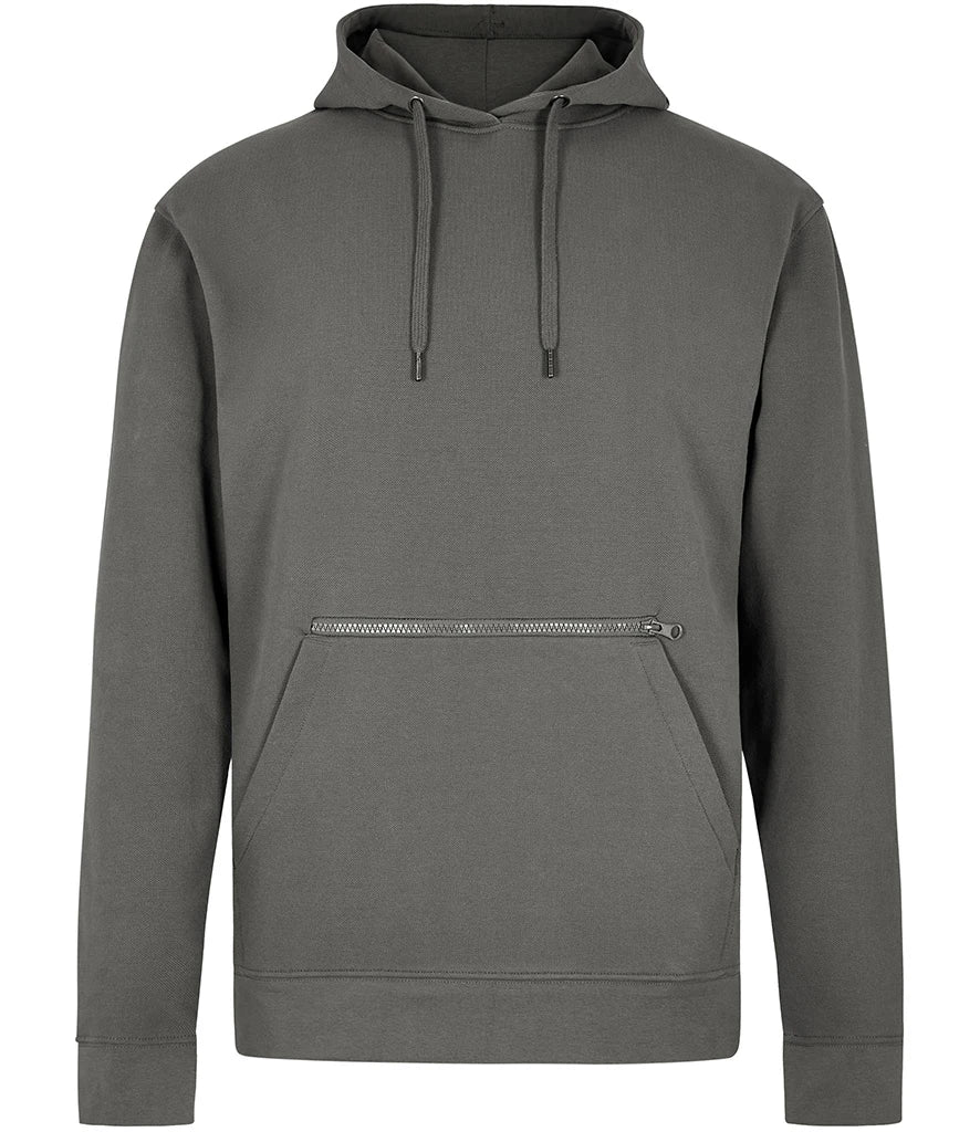 Kustom Kit Regular Fit Piqué Zipped Pocket Hoodie — Dark Grey