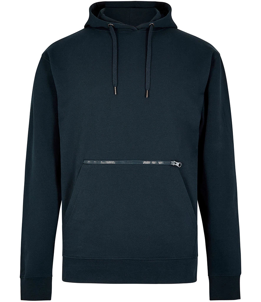 Kustom Kit Regular Fit Piqué Zipped Pocket Hoodie — Navy