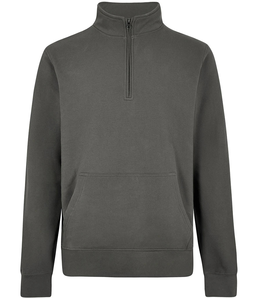 Kustom Kit Regular Fit 1/4 Zip Piqué Sweatshirt — Dark Grey