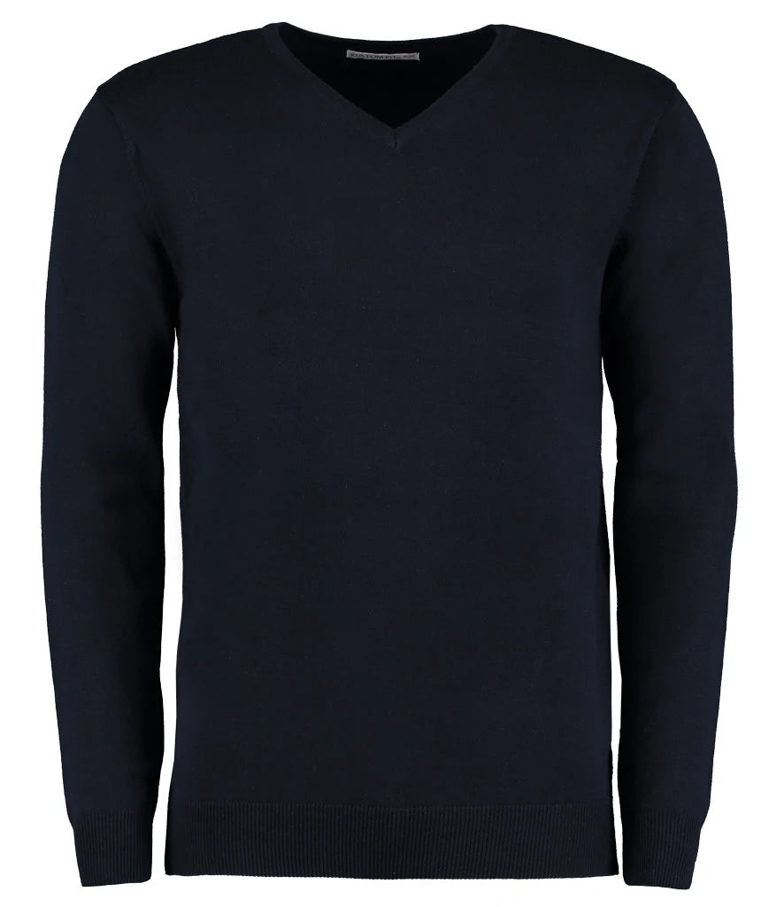 Kustom Kit Arundel Cotton Acrylic V Neck Sweater — Navy