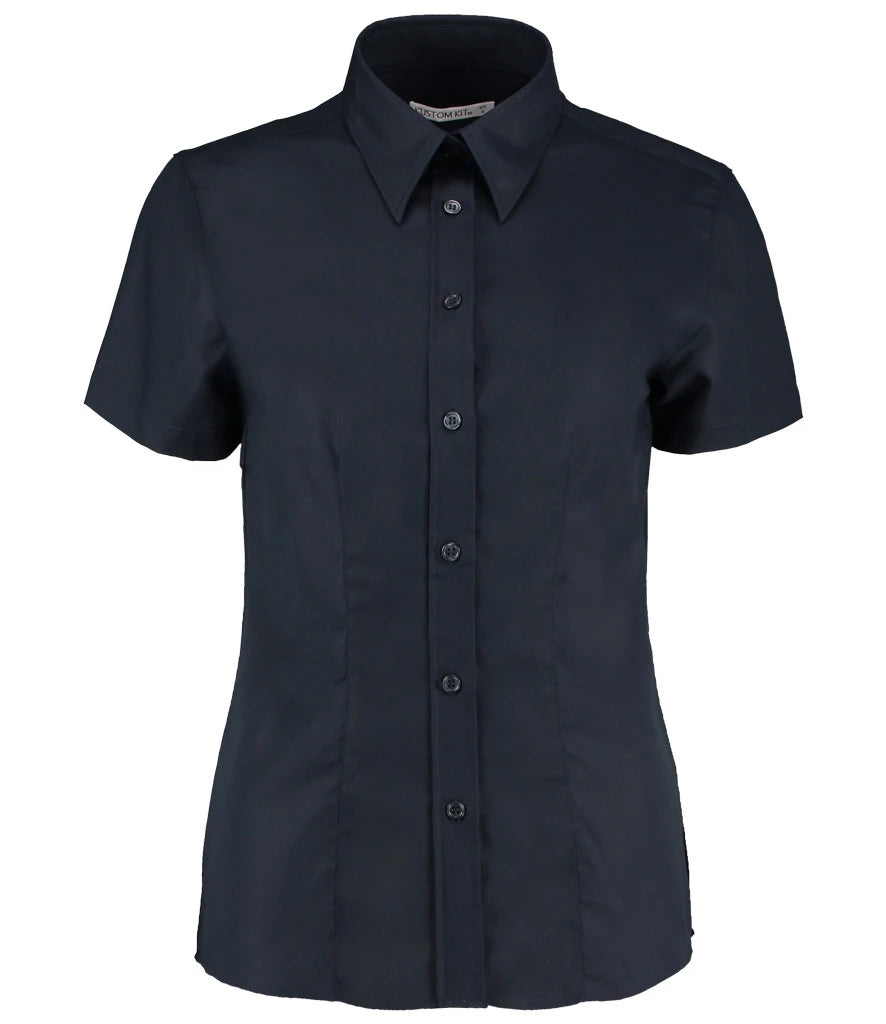 Kustom Kit Ladies Short Sleeve Tailored Workwear Oxford Shirt — French Navy