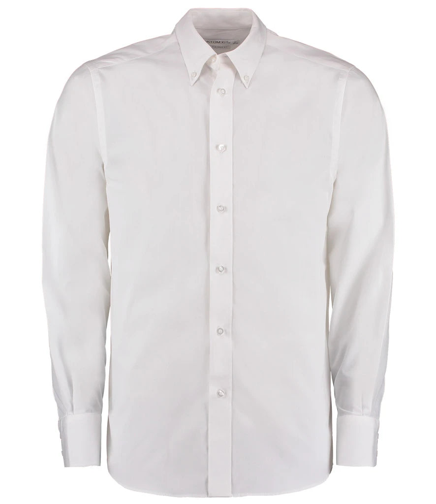 Kustom Kit Long Sleeve Tailored City Business Shirt — White