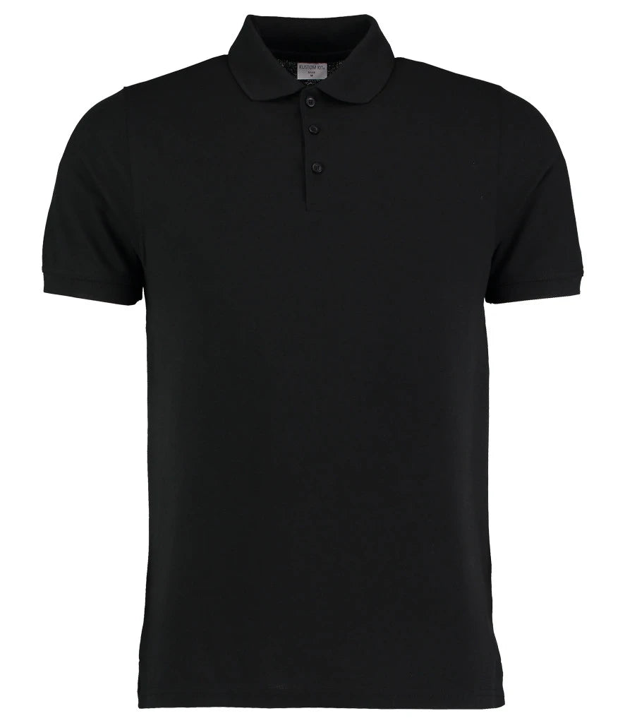 Kustom Kit Klassic Heavy Slim Fit Piqué Polo Shirt — Black
