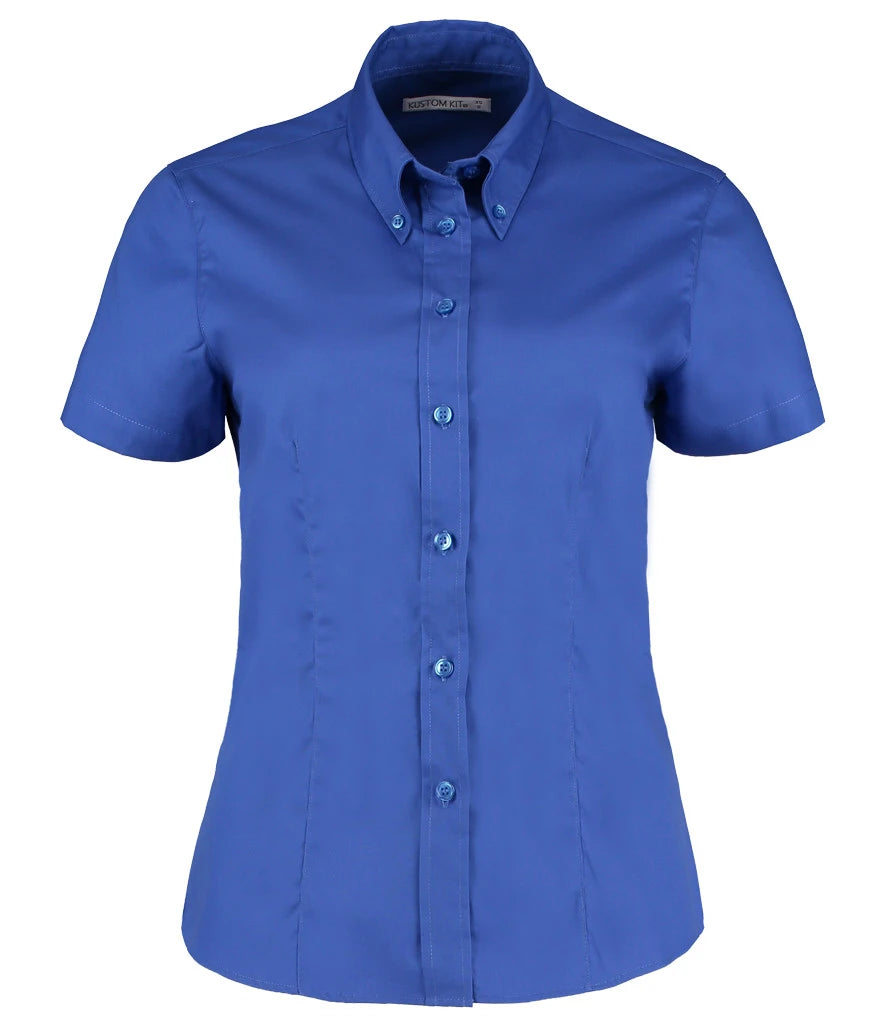 Kustom Kit Ladies Premium Short Sleeve Tailored Oxford Shirt — Royal Blue