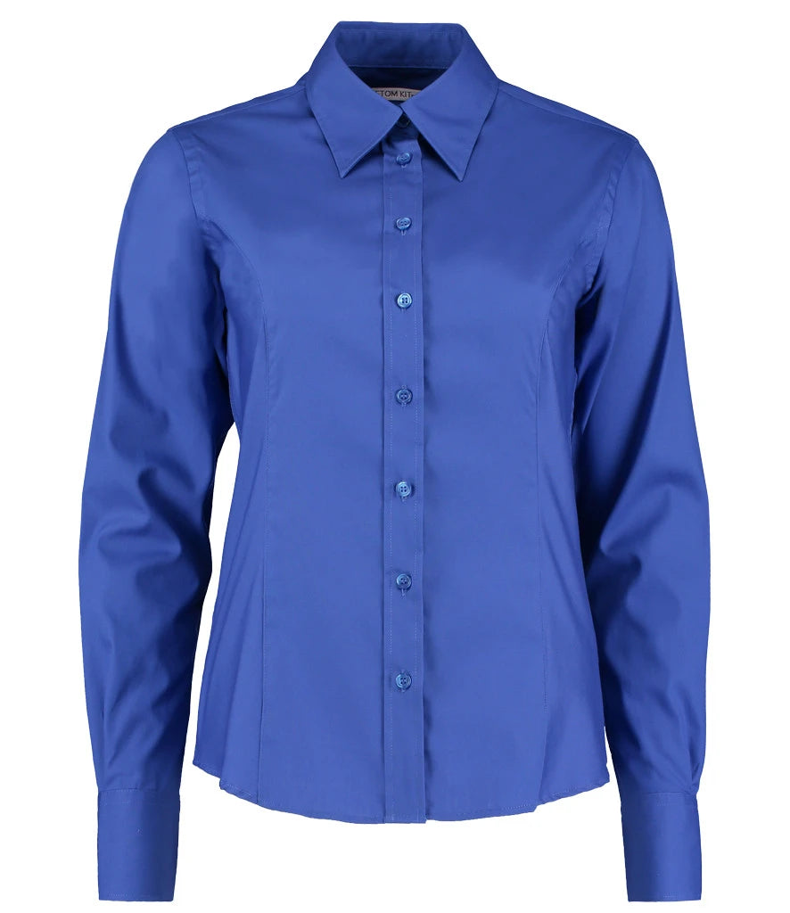 Kustom Kit Ladies Premium Long Sleeve Tailored Oxford Shirt — Royal Blue