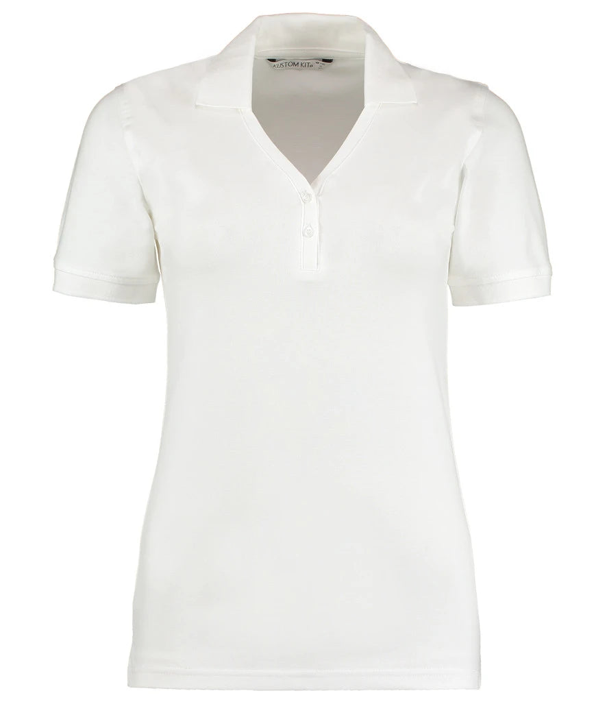Kustom Kit Sophia Comfortec® V Neck Polo Shirt — White