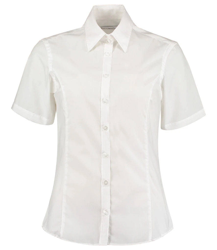 Kustom Kit Ladies Short Sleeve Tailored Business Shirt — White
