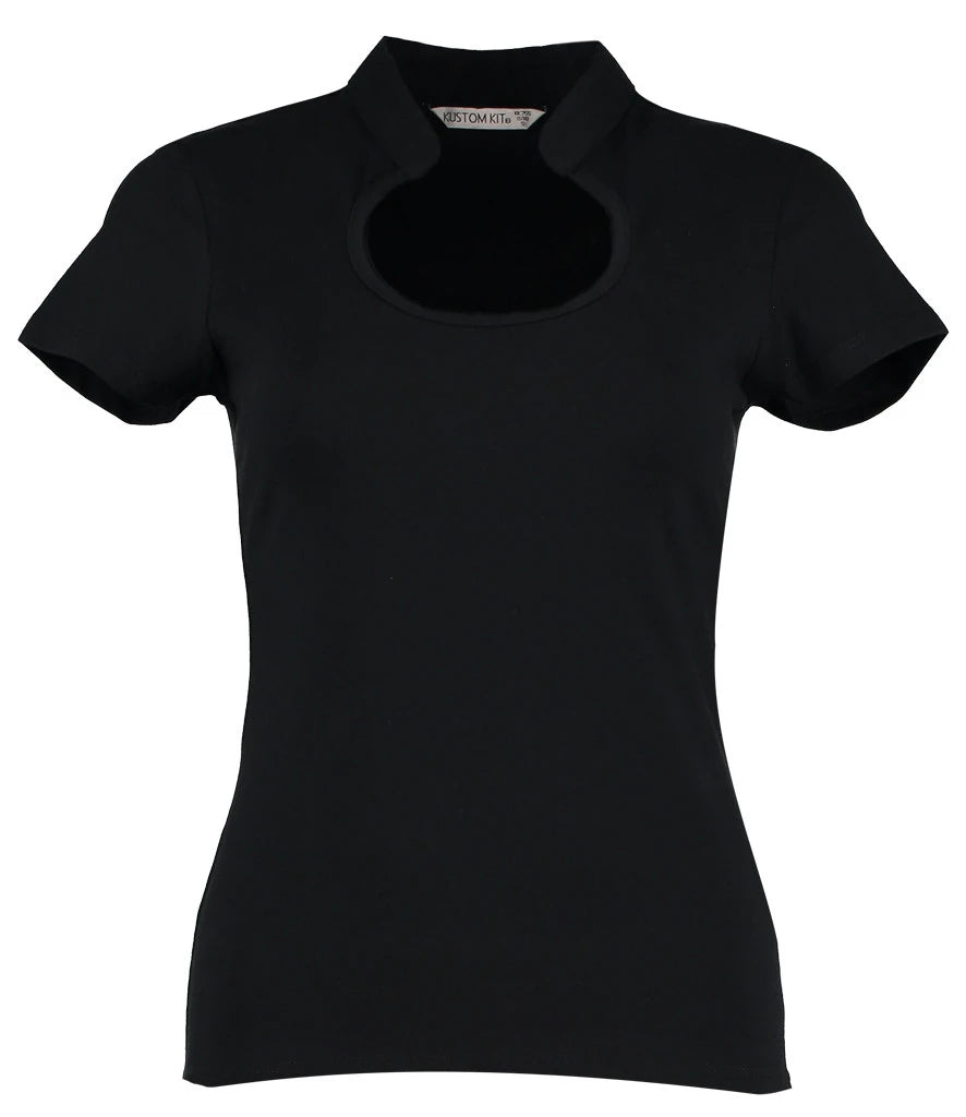 Kustom Kit Ladies Keyhole Neck Corporate Top — Black