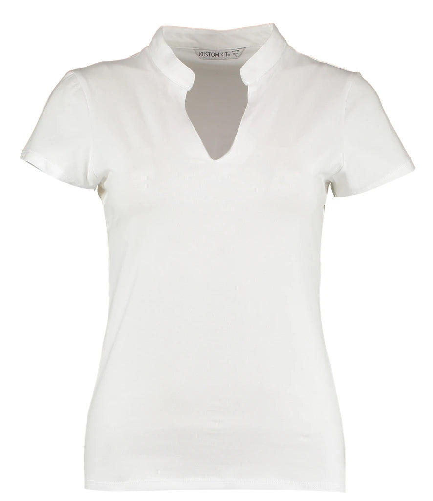 Kustom Kit Ladies V Neck Corporate Top — White