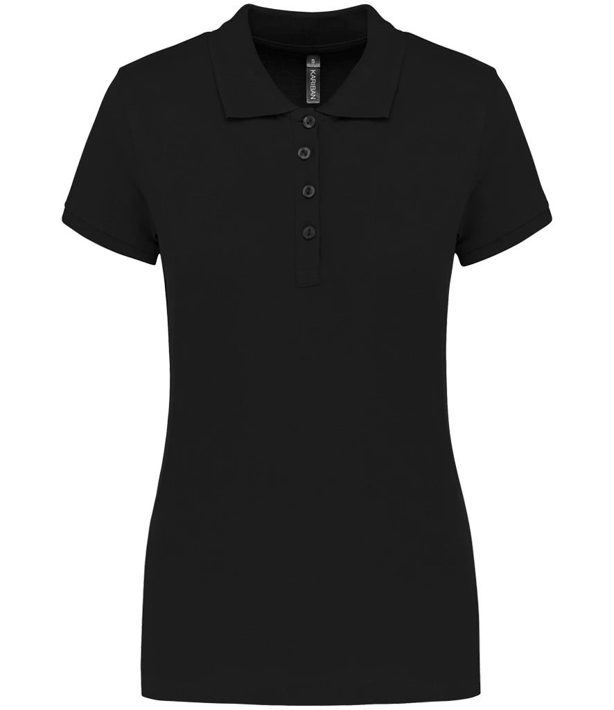 Kariban Ladies Short Sleeve Piqué Polo Shirt — Black