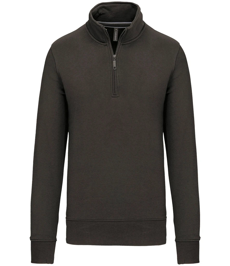 Kariban Zip Neck Sweatshirt — Dark Grey