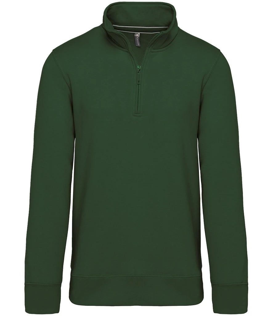 Kariban Zip Neck Sweatshirt — Forest Green