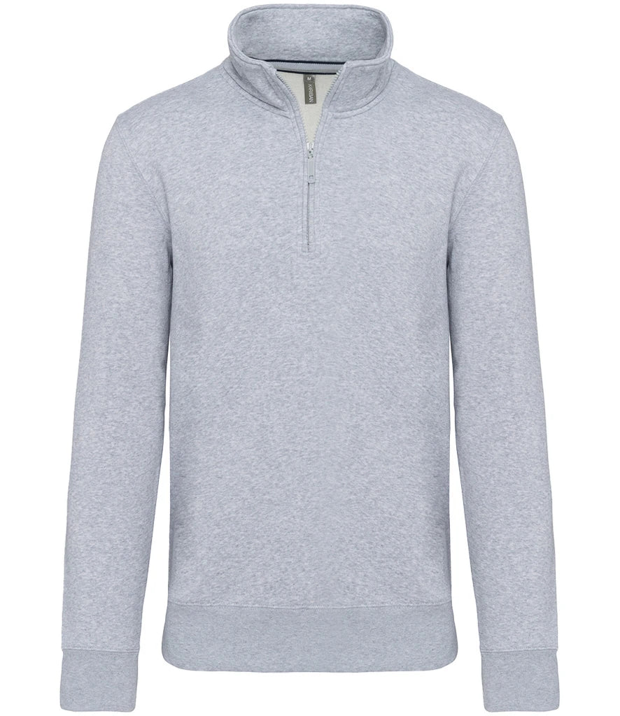Kariban Zip Neck Sweatshirt — Oxford Grey