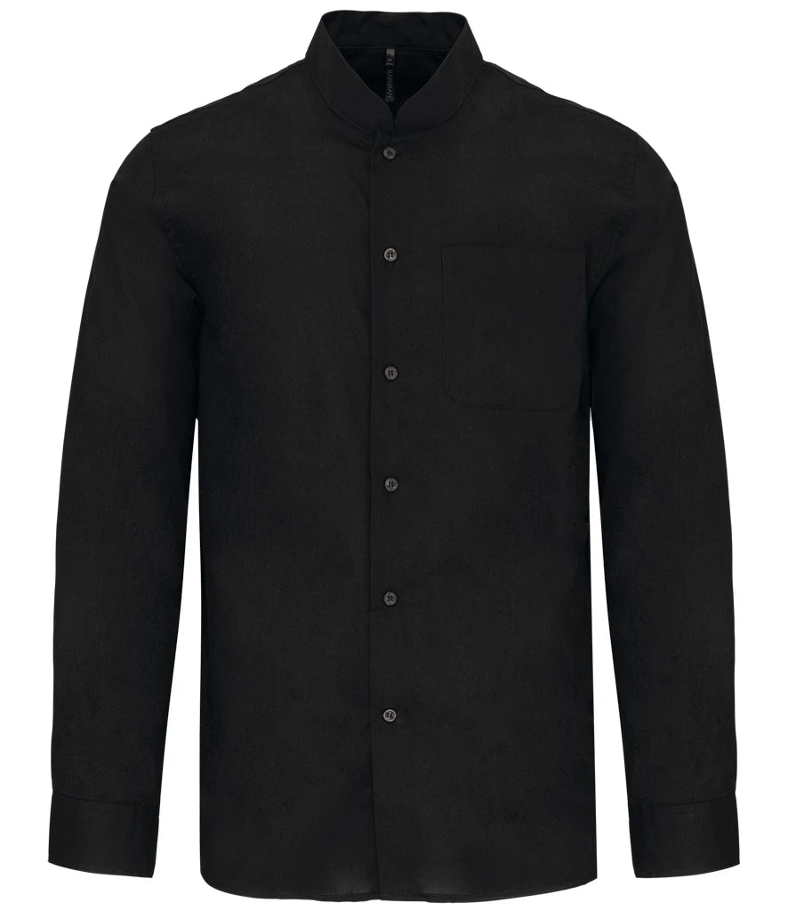 Kariban Long Sleeve Mandarin Collar Shirt — Black