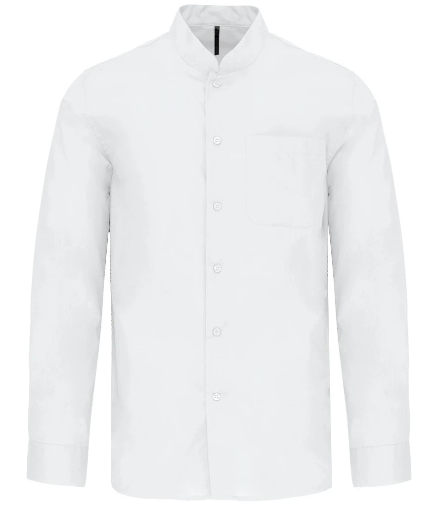 Kariban Long Sleeve Mandarin Collar Shirt — White