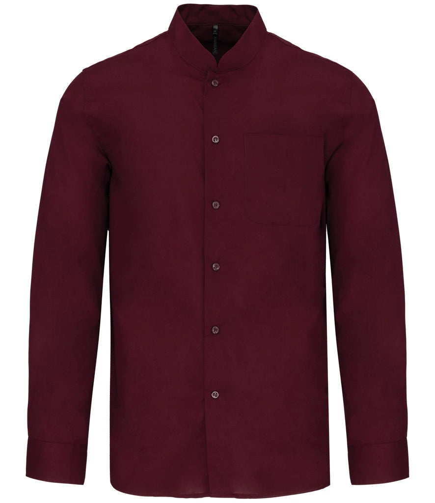 Kariban Long Sleeve Mandarin Collar Shirt — Wine