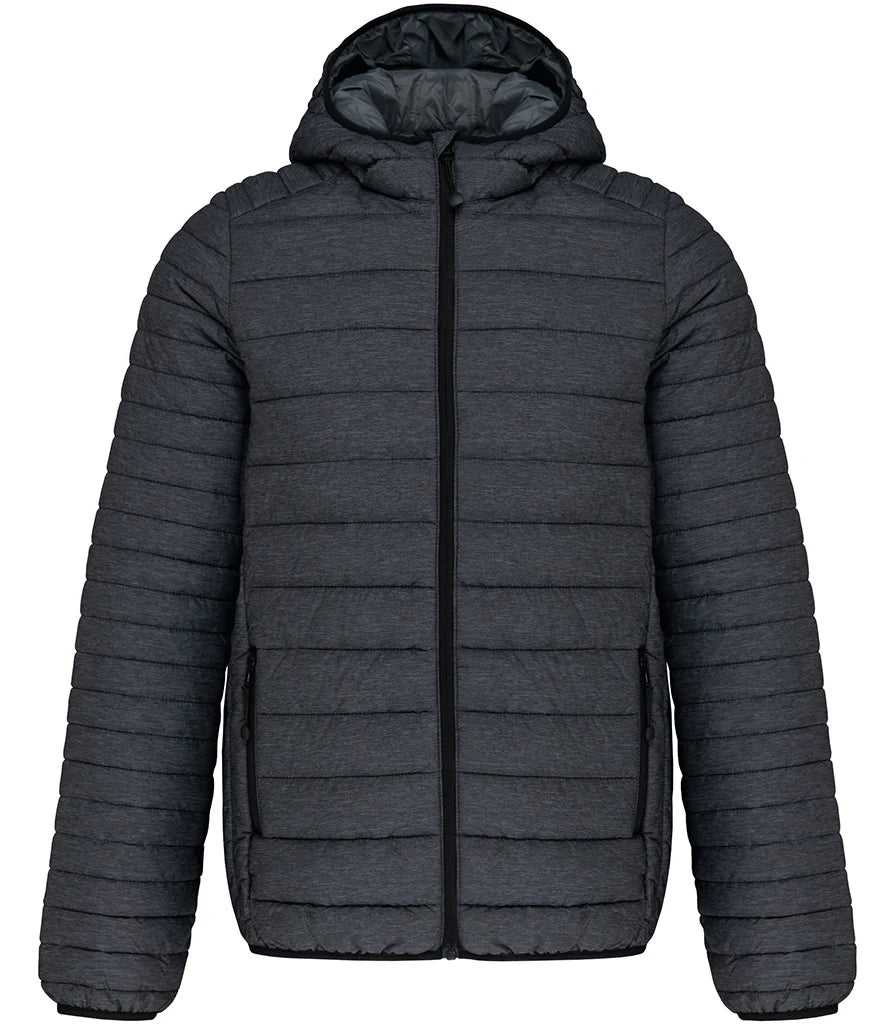 Kariban Lightweight Hooded Padded Jacket — Marl Dark Grey