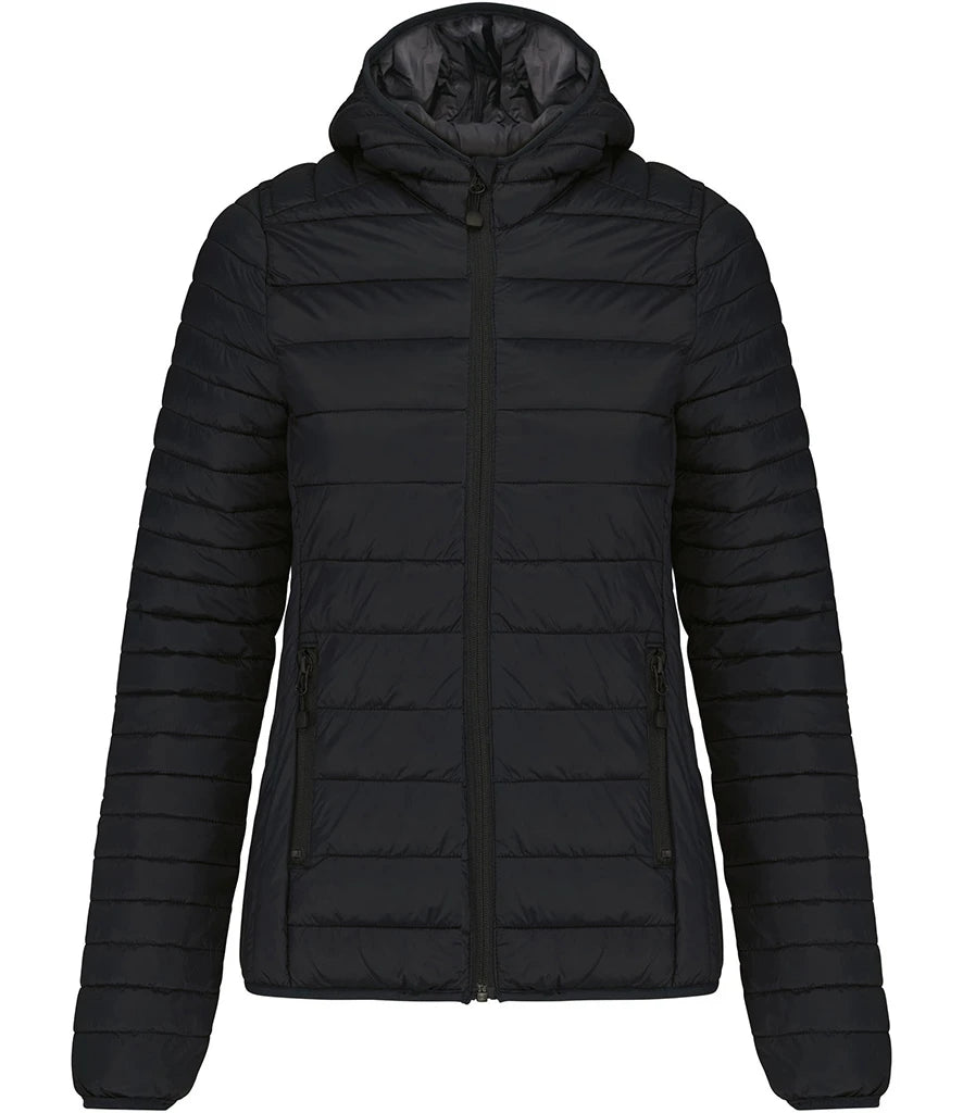 Kariban Ladies Lightweight Hooded Padded Jacket — Black