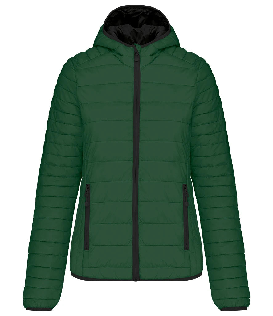 Kariban Ladies Lightweight Hooded Padded Jacket — Forest Green