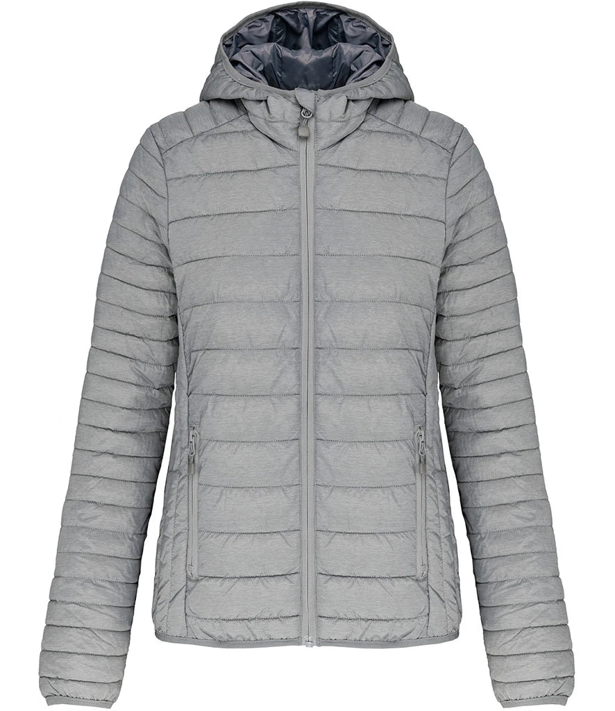 Kariban Ladies Lightweight Hooded Padded Jacket — Marl Silver